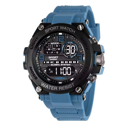Stylish Men's & Women's Outdoor Sports Digital LED Alarm Watch - Model 1237 with Large Dial