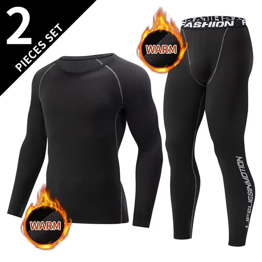 Men's Black Long Sleeve Base Layer Set - Ultimate Comfort for Autumn/Winter Fitness & Casual Wear (2/4 Pieces)