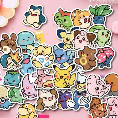 50-Piece Kawaii Anime Pokémon Sticker Set - Adorable Pikachu Decals for Laptops, Luggage, Skateboards, and Phones - Perfect Gift for Kids!