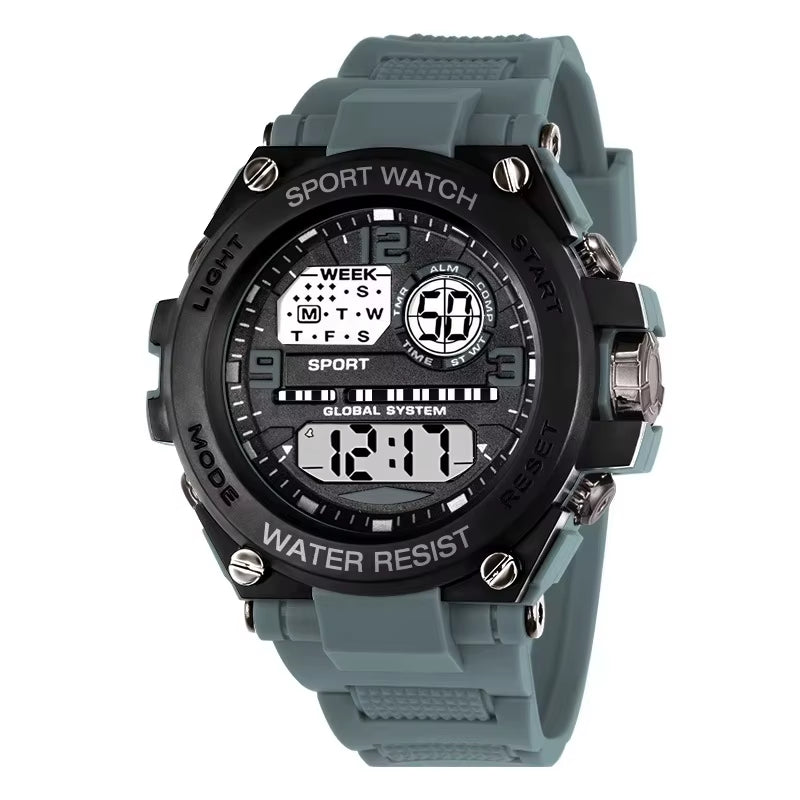 Stylish Men's & Women's Outdoor Sports Digital LED Alarm Watch - Model 1237 with Large Dial