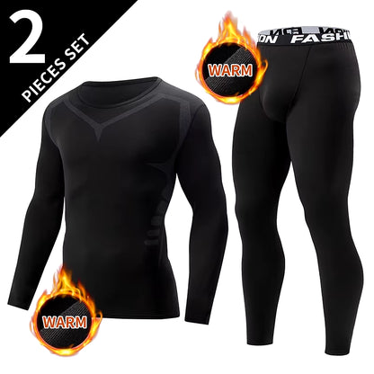 Men's Black Long Sleeve Base Layer Set - Ultimate Comfort for Autumn/Winter Fitness & Casual Wear (2/4 Pieces)