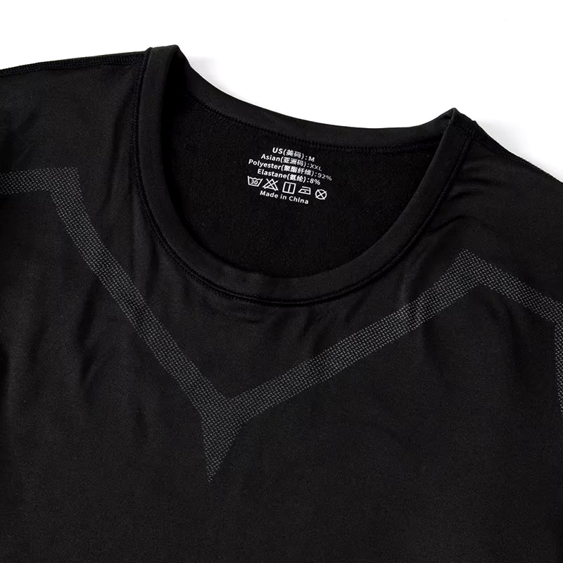 Men's Black Long Sleeve Base Layer Set - Ultimate Comfort for Autumn/Winter Fitness & Casual Wear (2/4 Pieces)