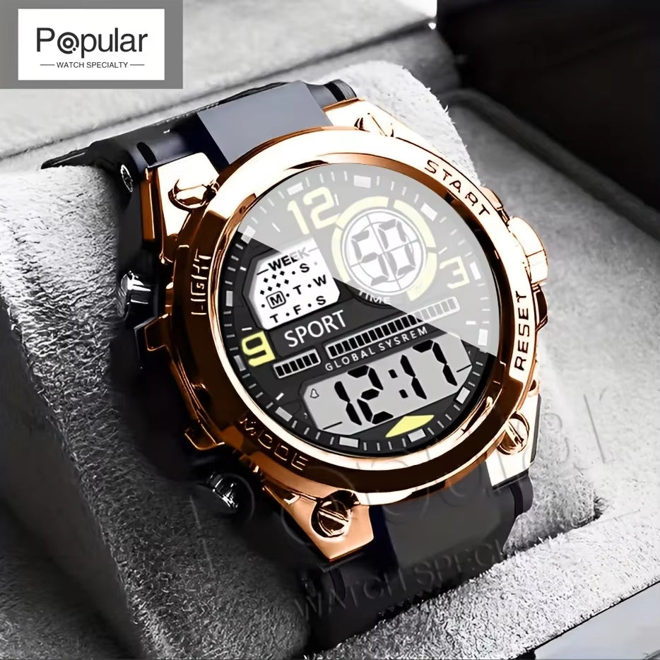 Stylish Men's & Women's Outdoor Sports Digital LED Alarm Watch - Model 1237 with Large Dial